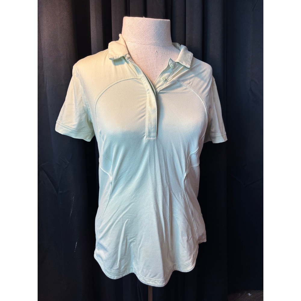 Lululemon Mint Green Short Sleeve Mesh Polo Shirt Athletic Golf Top